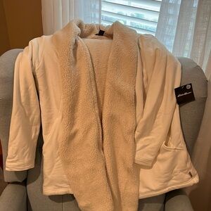 Eddie Bauer fleece lined open jacket new with tags.